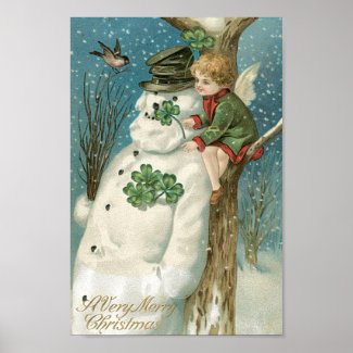 Christmas Angel and Snowman Posters