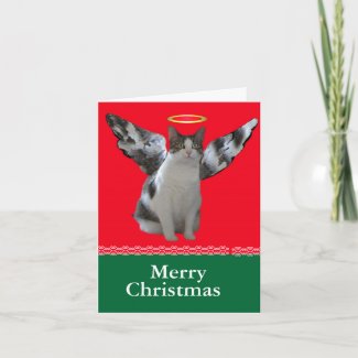 Christmas Angel Cat Card card