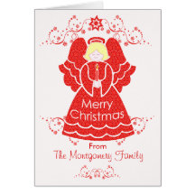 Christmas Angel Custom Name Greeting Cards