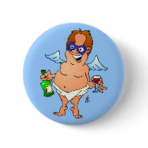 Christmas angel having a glass of wine buttons
