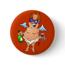 Christmas angel having a glass of wine buttons