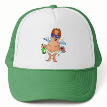 Christmas angel having a glass of wine hats