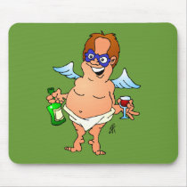 Christmas angel having a glass of wine mousepads by cardvibes Christmas angel having a glass of wine mousepads