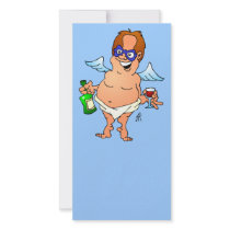 Christmas angel having a glass of wine photo cards