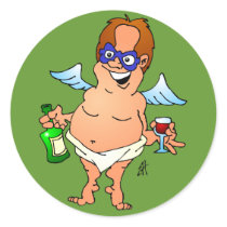 Christmas angel having a glass of wine stickers