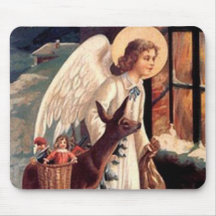 Christmas Angel looking through a window Mouse Pad