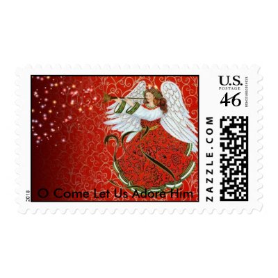 Christmas Angel, O Come Let Us Adore Him Stamps