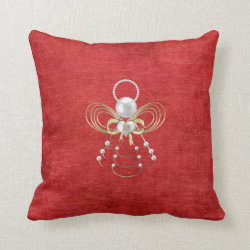 Christmas Angel of Joy - Red Throw Pillows