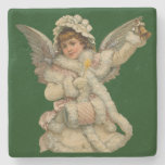 Christmas Angel Ringing in the Holiday Stone Coaster