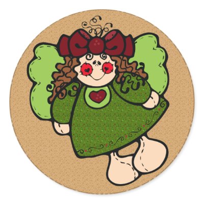 christmas angel round stickers by TheChristmasBoutique