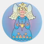 CHRISTMAS ANGEL WINGS by SHARON SHARPE Round Stickers