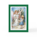 Christmas Angel with Girl Trimming Tree cards