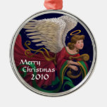 Christmas Angel With Harp Round Ornament ornaments