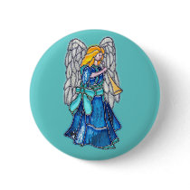 Christmas Angel with Trumpet Stained Glass buttons
