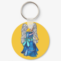 Christmas Angel with Trumpet Stained Glass keychains
