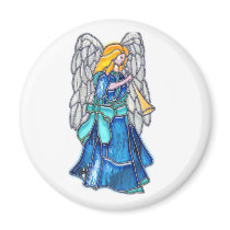 Christmas Angel with Trumpet Stained Glass magnets