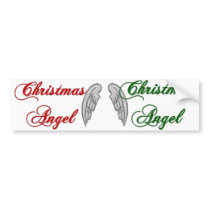Christmas Angel with Wings on Back Bumper Stickers