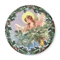 CHRISTMAS ANGEL & WREATH by SHARON SHARPE magnets