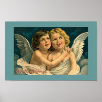Christmas Angles Vintage Art Poster