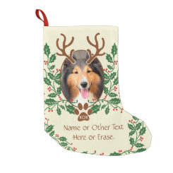 Christmas Antlers For Dog / Cat Personalize Photo Small Christmas Stocking