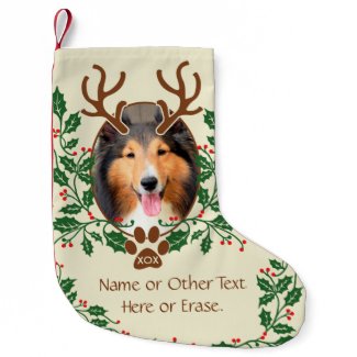 Christmas Antlers For Dog / Cat Personalize Photo Small Christmas Stocking