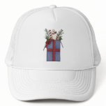 Christmas Arrangements · Blue Gift &amp; Candy Cane Trucker Hats