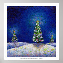 Christmas art fun colorful trees original painting print
