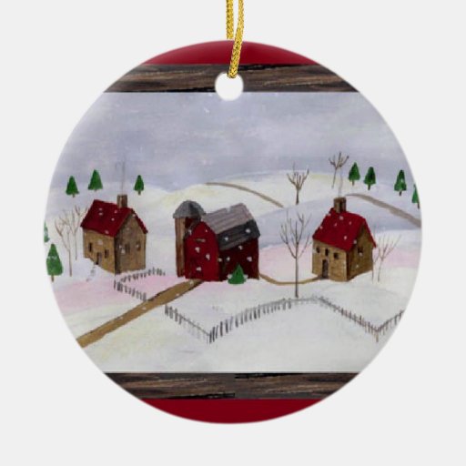 christmas at farm round ornament zazzle christmas at farm round ornament zazzle