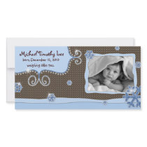 Christmas Baby Boy Photo Card Pink Sparkle Snow