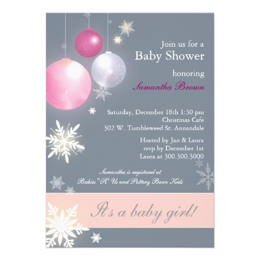 Christmas Baby Girl Baby Shower Invitations