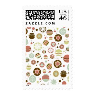 Christmas background with ornaments postage stamp