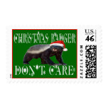 CHRISTMAS BADGER DON'T CARE Postage Stamp