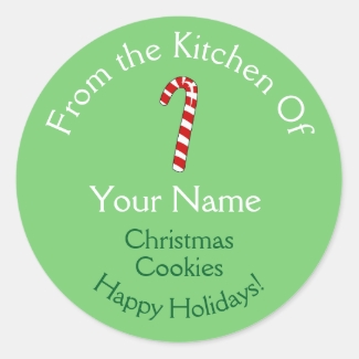 Christmas Baking Stickers Candy Cane Personalized