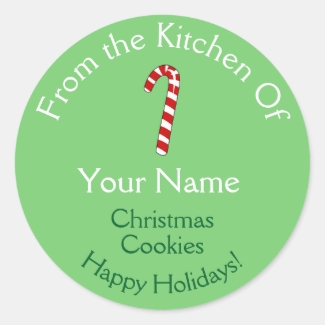 Christmas Baking Stickers Candy Cane Personalized