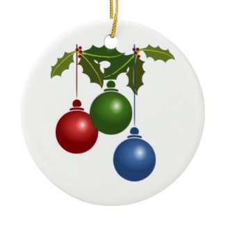Christmas Ball and Holly Ornaments ornament