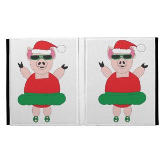 Christmas Ballet Pig Caseable iPad Folio Cases