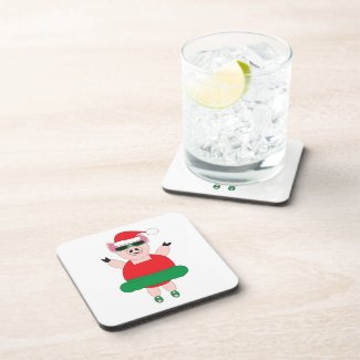 Christmas Ballet Pig Cork Coaster