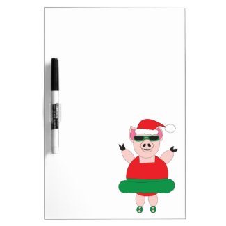 Christmas Ballet Pig Dry Erase Board