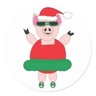 Christmas Ballet Pig Sticker