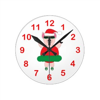 Christmas Ballet Pig Wall Clock