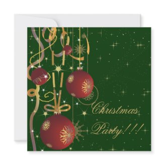 Christmas Balls And Ribbons Party Invitation