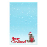 Christmas Bandit Raccoon with Present Stationery Design