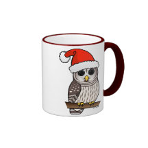 Christmas Barred Owl Santa Coffee Mugs