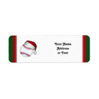 Christmas Baseball Return Address Label