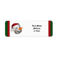 Christmas Baseball Snowman Return Address Label