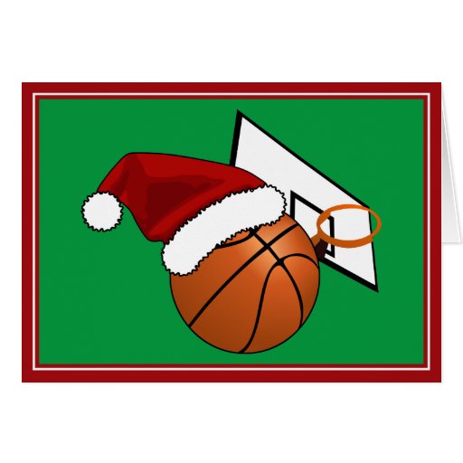 Christmas Basketball and Hoop Greeting Card | Zazzle