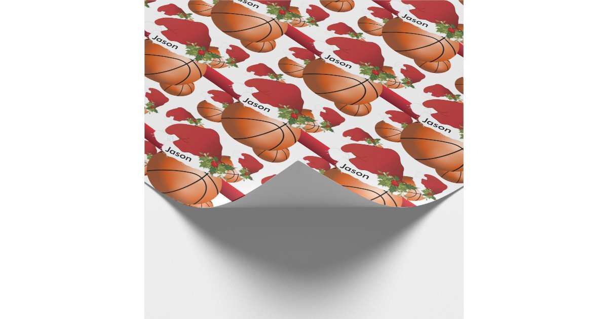 Christmas BasketBall DIY Text Wrapping Paper Zazzle