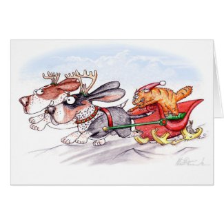 Christmas Bassets Greeting Cards