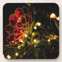 Christmas Bauble with Fairy Lights Beverage Coasters