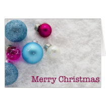 Christmas baubles on snow cards